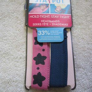 2 Goody Girls Sized Stay Put Hold Tight Ouchless Head Bands Elastic Fabric Stars